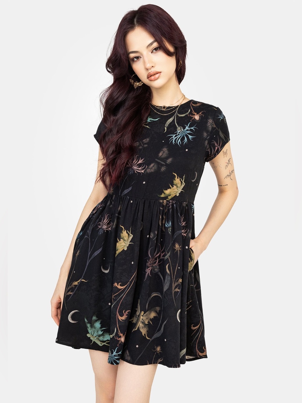 Disturbia Rosanella Floral Print Mini Smock Dress US 6 / UK 10
